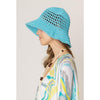 DIONA J SOLID STRAW BUCKET HAT ONE SIZE COLOR BLUE