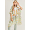 DIONA J FLORAL PRINT KIMONO CARDIAGN ONE SIZE COLOR GREEN