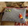 Tucan jacquard pouch/clutch/minibag with 2corsage Black OS