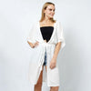 DIONA J DRAWSTRING JERSEY KIMONO ONE SIZE COLOR WHITE