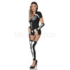 Sexy Skeleton 3 Pc Halloween Front Zip Skeleton Romper Costume Set Size XS