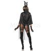 Dark Devil 6 Pc Black Teddy bodysuit Pentagram Contrast Lace Costume Set Size SM