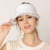 DIONA J STRAW SUN VISOR WITH LACE ONE SIZE COLOR IVORY