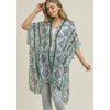 DIONA J TRIBAL PATTERN KIMONO CARDIGAN COVER UP ONE SIZE COLOR LEMON GREEN