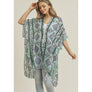 DIONA J TRIBAL PATTERN KIMONO CARDIGAN COVER UP ONE SIZE COLOR LEMON GREEN