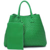 DIONA J FASHION ITHACA VEGAN LEATHER OUTDOOR STYLISH TOTE BAG COLOR GREEN