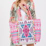 DIONA J BOHO PRINT FRINGE TOTE BAG ONE SIZE MULTICOLOR