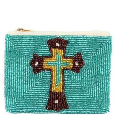 DIONA J FASHION CROSS FULLY SEED BEADED ZIPPER BAG