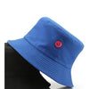 Reversible Smile Cotton Bucket Hat Blue