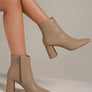 Beast Fashion PU Leather Block Heel Boots with Side Zippers