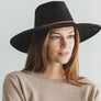 Faux suede wide brim panama hat with braided band