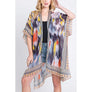 DIONA J MIX PRINT LIGHT WEIGHT KIMONO CARDIGAN ONE SIZE COLOR OLIVE