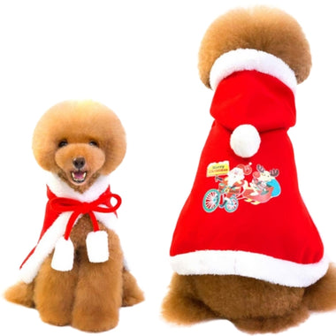 Santa Cloak Pet Elk Cape Cotton Print Clothes Thick Style Pull Dog Cat Christmas