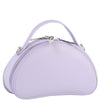 DIONA J LEATHER PLAIN SMOOTH CURVED SHAPE HANDLE CROSSBODY BAG COLOR LAVENDER