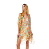 DIONA J FLORAL PRINTED SILKY KIMONO ONE SIZE COLOR BEIGE