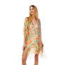 DIONA J FLORAL PRINTED SILKY KIMONO ONE SIZE COLOR BEIGE