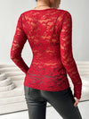 V-Neck Long Sleeve Lace Top