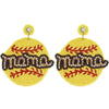 Diona J Game Day Softball Seed Beaded Mama Post and Drop Earrings