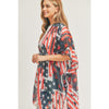 DIONA J AMERICAN FLAG KIMONO CARDIGAN ONE SIZE COLOR NAVY BLUE RED