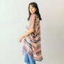 DIONA J SOUTHWEST ABSTRACT PRINT KIMONO CARDIGAN ONE SIZE COLOR PINK