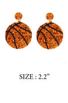 GLITTER LEATHER SPORTS BALL POST EARRING