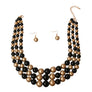 Black and Gold Pearl 3 Strand Necklace Set