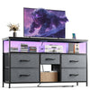 TV Stand Dresser With 5 Drawers, TV Stands Entertainment Center For 50 Inch Television, Media Console Table With Power Outlets And LED Lights, Office Lockers, Open Shelf, Living Room