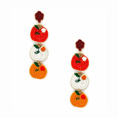 Halloween Seed Bead Apple Dangle Earring