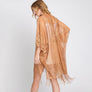 DIONA J FLORAL LACE KIMONO WITH TASSEL ONE SIZE COLOR TAUPE
