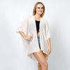 DIONA J TEXTURED JERSEY RELAXED FIT KIMONO ONE SIZE COLOR BEIGE