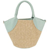 CHIC STRAW HANDLE SATCHEL BAG COLOR BLUE