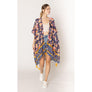 Diona J FLORAL PRINT KIMONO ONE SIZE COLOR NAVY