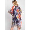 DIONA J MIX PRINT LIGHT WEIGHT KIMONO CARDIGAN ONE SIZE COLOR OLIVE