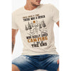 There Was a Father Really Loved Camping Graphic Round Neck Tee Size S Neutral