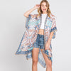 DIONA J ABSTRACT PAISLEY PRINT KIMONO CARDIGAN ONE SIZE COLOR TURQUOISE
