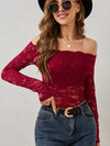 Off-Shoulder Long Sleeve Lace Top