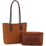 DIONAJ 2IN1 VEGAN LEATHER SMOOTH CHIC SHOULDER TOTE W ZIPPER BAG SET COLOR BROWN