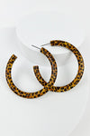 LEOPARD WOOD HOOP EARRINGS