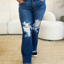 Judy Blue Full Size Mid Rise Distressed Raw Hem Jeans