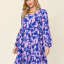 Double Take Full Size Printed Ruffle Hem Dress with Pocket