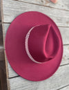 Wide brim panama hat in vegan felt with Jacquard t