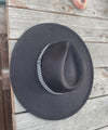 Wide brim panama hat in vegan felt with Jacquard t