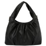 DIONA J WOMEN'S SMOOTH CHIC PLEATED SHAPED HANDLE CROSSBODY BAG COLOR BLACK