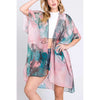 DIONA J WATERCOLOR MIX PRINT KIMONO CARDIGAN COLOR GREEN