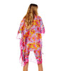 DIONA J FLORAL PRINTED SILKY KIMONO ONE SIZE COLOR PINK