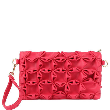 DIONA J WOMEN'S PATTERN DESIGN HAND ZIPPER CROSSBODY CLUTCH BAG COLOR FUCHSIA