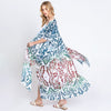 DIONA J DAMASK PRINT OPEN FRONT LONG KIMONO ONE SIZE COLOR TEAL