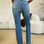 Judy Blue Full Size Mid Rise Destroyed Hem Distressed Jeans