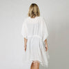 DIONA J PEARL DECO TRIM KIMONO W/DRAW STRIN ONE SIZE COLOR WHITE