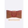 DIONA J RHINESTONE BOWTIE ICONIC CLUTCH BAG COLOR RED